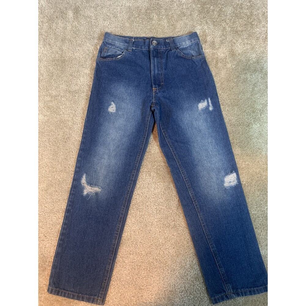 Enyce Jeans Youth Boys 8/10 Straight Leg Denim Med Wash Distressed -120